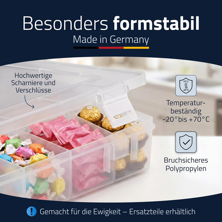 hünersdorff Sortimentskasten PP-Classic mit 12 Fächern | stabile Sortierbox für Schrauben und andere