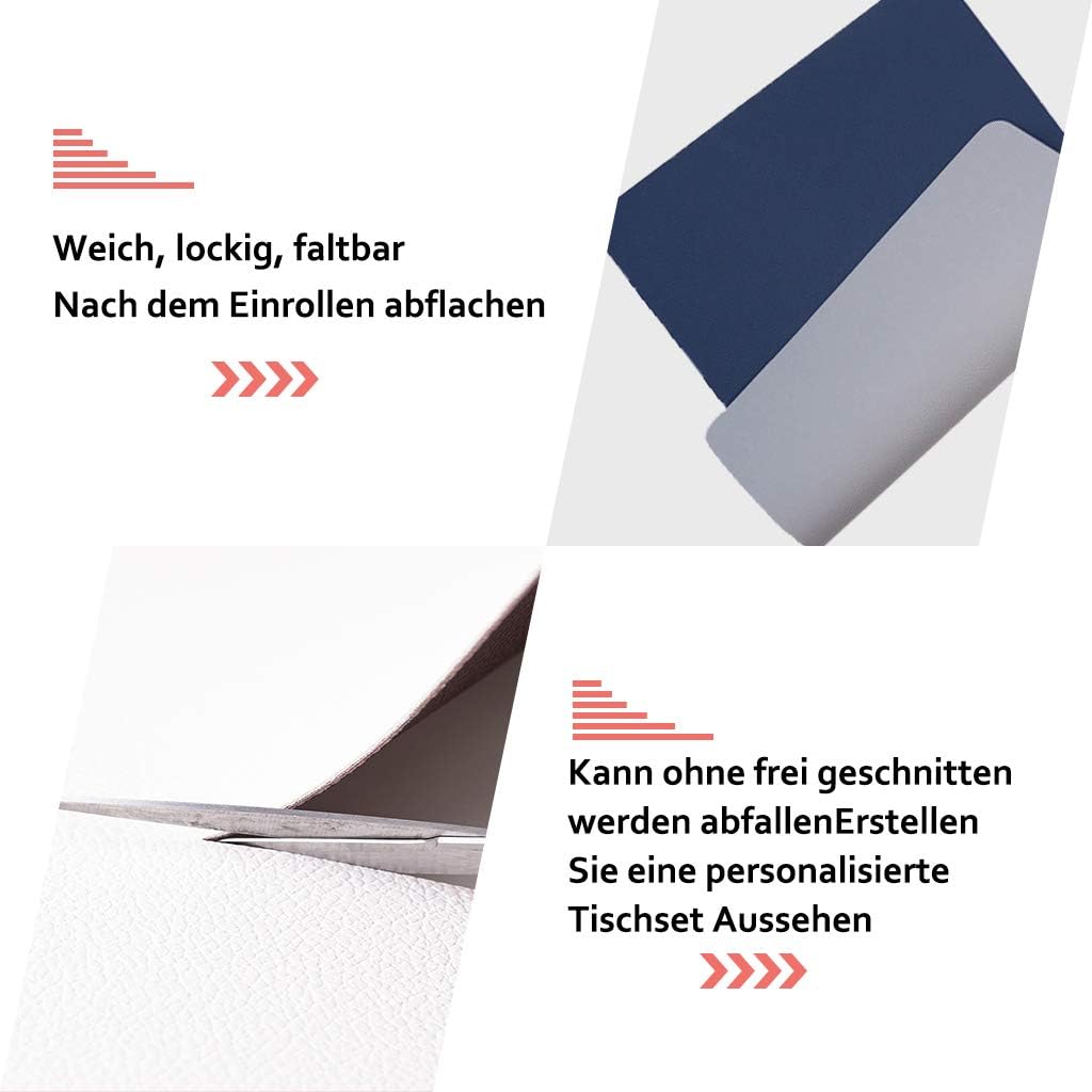 JDkilp 6er Set Tischsets Tischunterlage Waschbar Leder Doppel Dicke 45 x 30 cm Tischset Tischset Tis