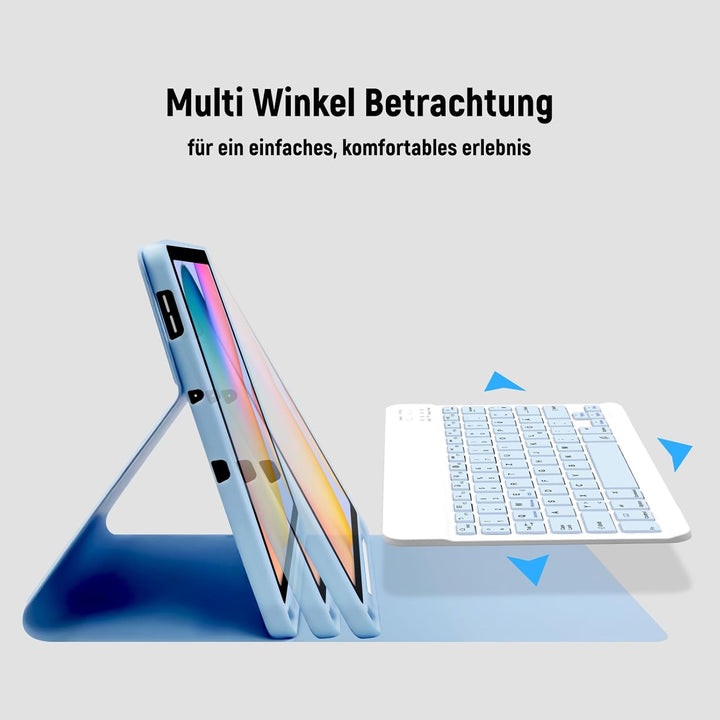 Lielax Hülle mit Tastatur für Samsung Galaxy Tab S6 Lite (Deutsches QWERTZ)-Magnetically Detachable