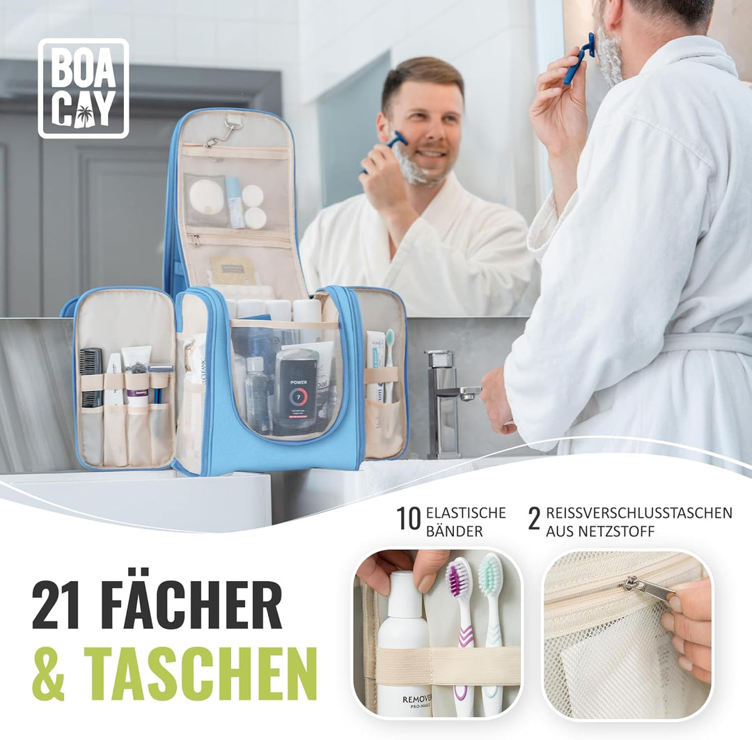 BOACAY Extra Grosse Kulturbeutel für Damen, Herren, Kinder, Kulturtasche mit Henkel, Reise Kosmetikt