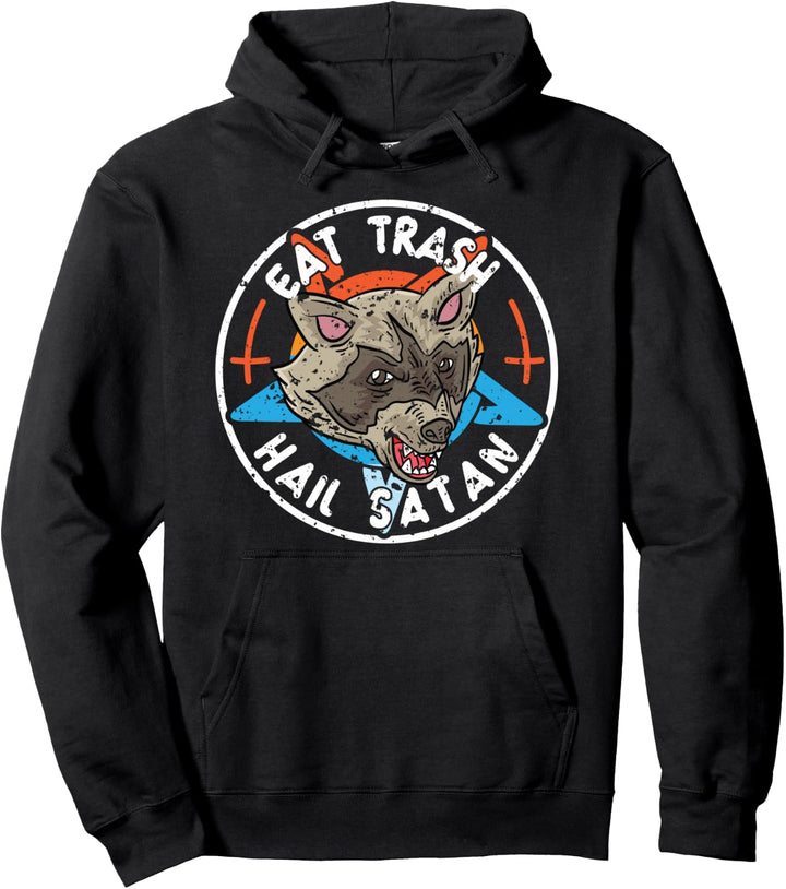 Eat Trash Hail Satan Raccoon Fun Pentagramm Waschbär Teufel Pullover Hoodie