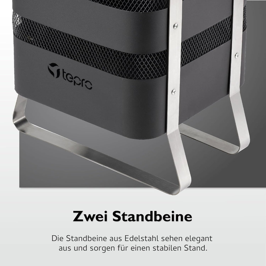 tepro Design-Feuerkorb Millburn, aus Stahl und Edelstahl, mit Schürhaken und Funkenschutzgitter, Mas