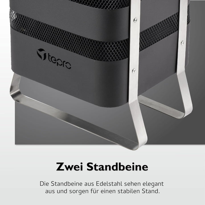 tepro Design-Feuerkorb Millburn, aus Stahl und Edelstahl, mit Schürhaken und Funkenschutzgitter, Mas
