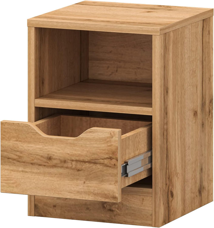 Target Home Nachttisch stehend mit Schubladen und Ablagen Nachtschrank 31x43 cm (Eiche Wotan, 1 Schu