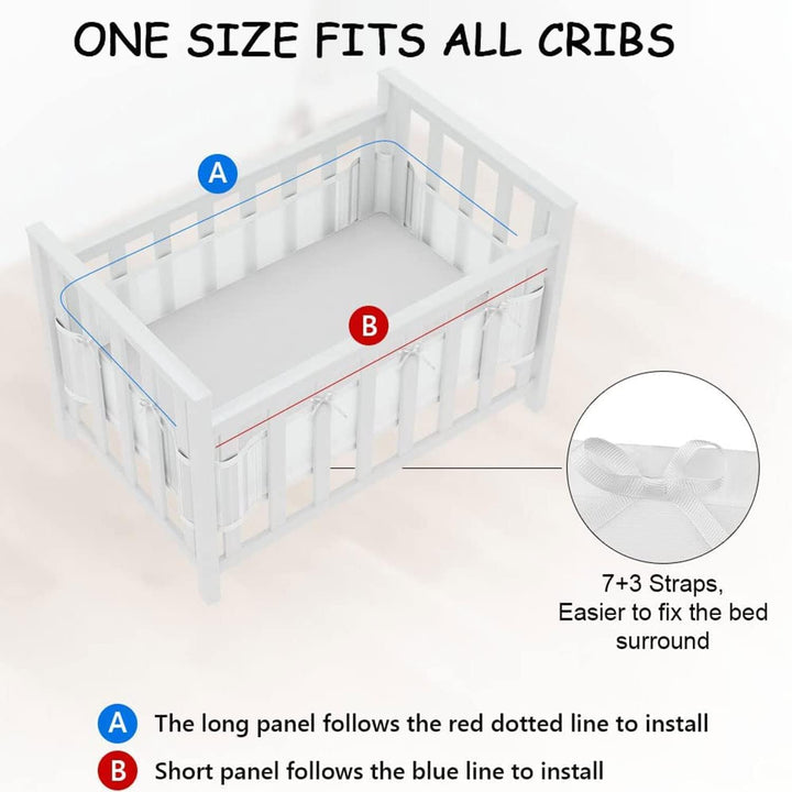 Bettumrandung Babybett,Baby Nestchen Bettumrandung,Kopfumrandung Babybett,Atmungsaktive Krippenumran