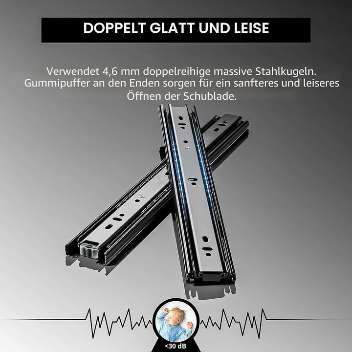 AOLISHENG Schubladenschienen Vollauszug 250mm Schwerlastauszug mit 45 kg Tragkraft für Küchenschränk