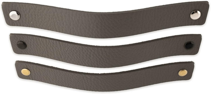 Brute Strength - Ledergriffe für Möbel - Grau - 4 Stück - 20 x 2,5 cm - Schrankgriff, Türgriff für K