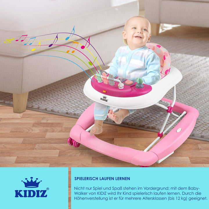 KIDIZ® 4in1 Lauflernhilfe Babywalker Spiel- und Lauflernwagen Gehfrei Schaukelfunktion Babywippe mit
