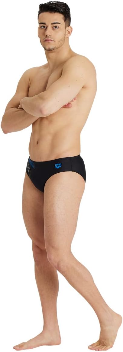 ARENA Herren Men's Swim Briefs Graphic Swim Briefs 44 Schwarz, 44 Schwarz