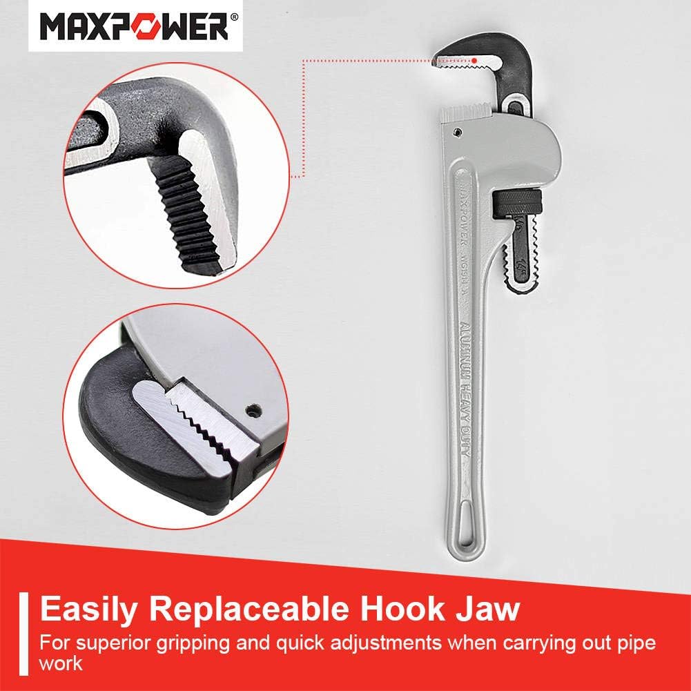 MAXPOWER 350mm Rohrzange 14 Zoll Verstellbarer Schraubenschlüssel, Extra breiter verstellbarer Schra