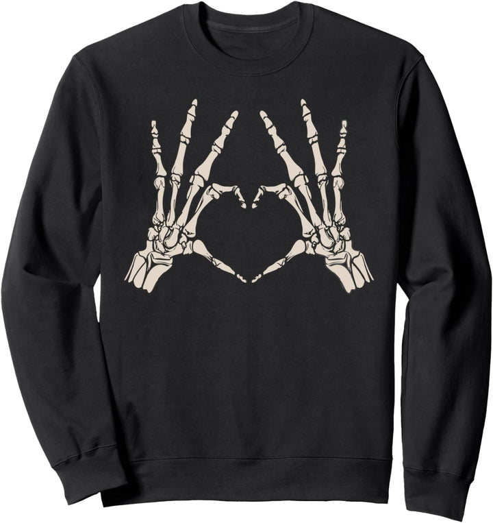 I Love Halloween Skeleton Hand Heart Shape Sign Cute Costume Sweatshirt