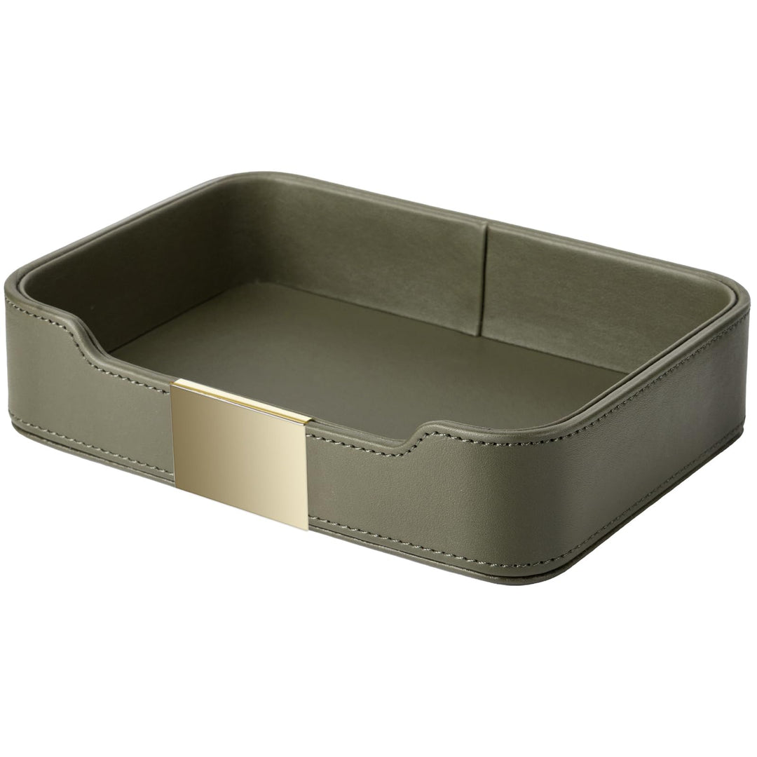 SANZIE Luxuriöses Leder-Tablett, Schreibtisch-Aufbewahrung, Catchall-Organizer, dekoratives Tablett