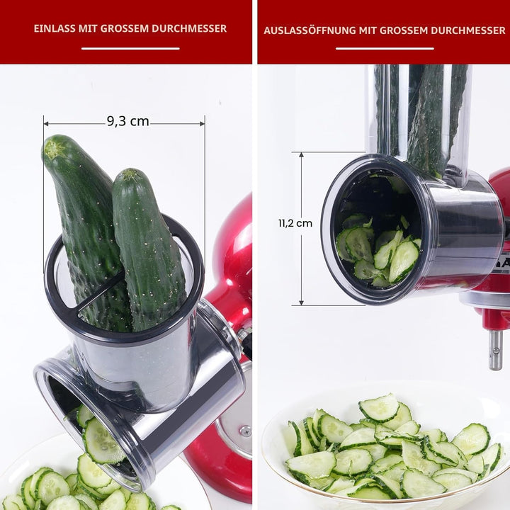 Gdrtwwh Slicer Shredder Aufsatz für KitchenAid Standmixer, 5 in 1 Käsereibe, Edelstahlklingen, BPA-f