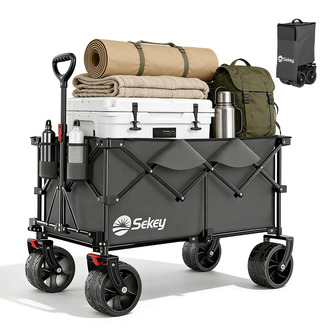 Sekey XXL Plus Bollerwagen Faltbar 200L 200KG Belastbar, Faltbollerwagen mit Extra Breite 17x10 cm A