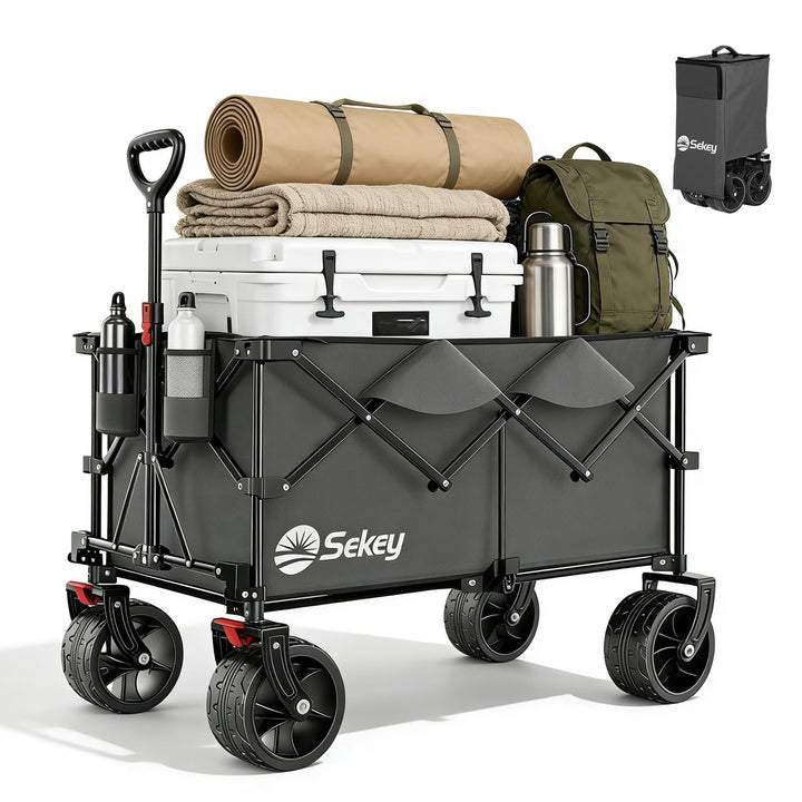 Sekey XXL Plus Bollerwagen Faltbar 200L 200KG Belastbar, Faltbollerwagen mit Extra Breite 17x10 cm A