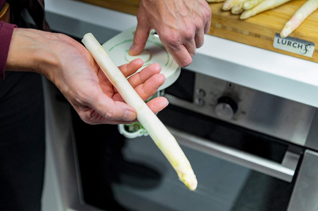 Lurch Spargelschäler mit 6 Präzisionsklingen, Schraubzwinge & Stössel, manuelleler stromloser Schäle
