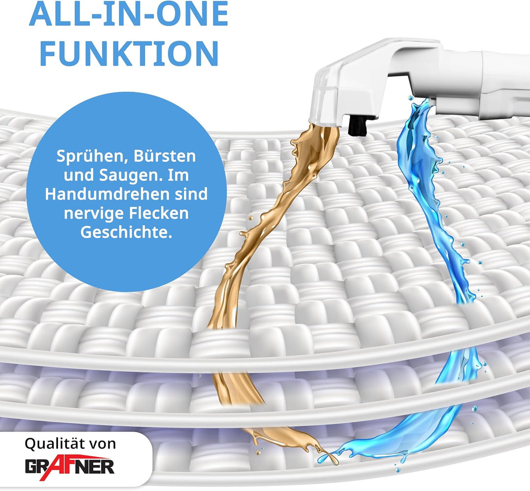 Grafner Waschsauger und Fensterreiniger mit Dual-Tank, 2 Bürsten, Fensterabzieher und Lanze, Flecken