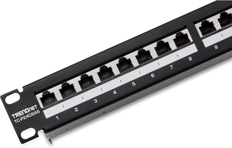 TRENDnet TC-P24C6AS 24-Port Cat6A geschirmtes 1U Patch Panel, 1000BASE-T/10GBASE-T unterstützt, Komp