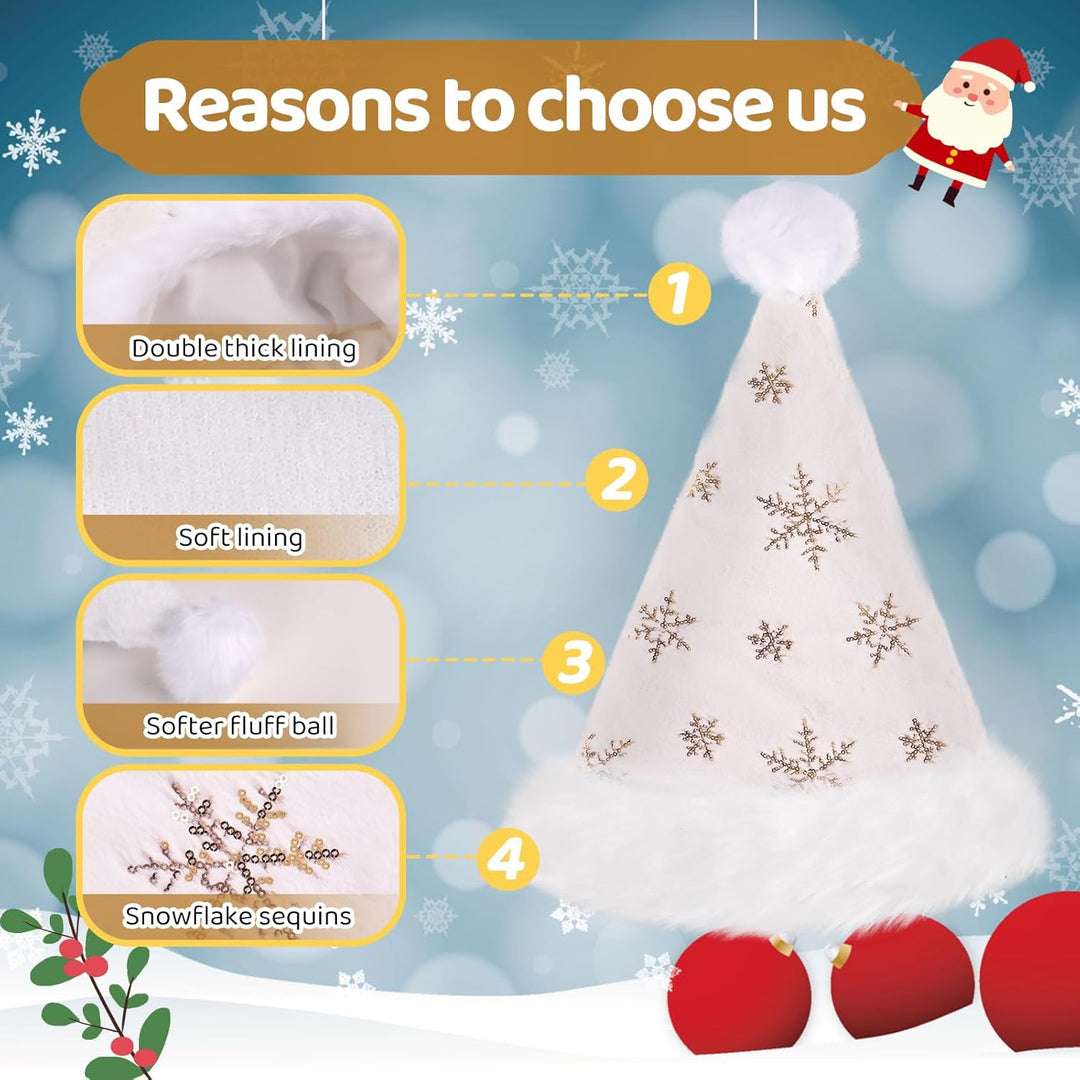 Weihnachtsmütze für Erwachsene, Plüsche Nikolausmütze für Damen und Herren, Warm and Dicker Weihnach