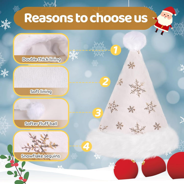 Weihnachtsmütze für Erwachsene, Plüsche Nikolausmütze für Damen und Herren, Warm and Dicker Weihnach