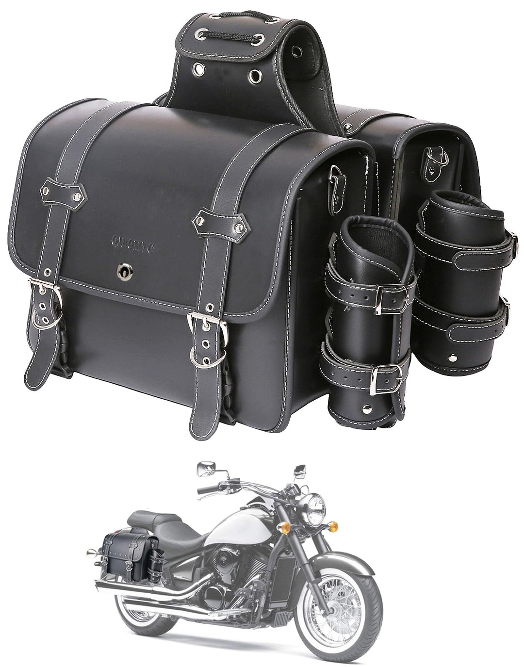 Motorrad PVC Leder Werkzeugtasche-Universal Gabeltasche, Lenkertasche Motorrad Rolltasche Satteltasc