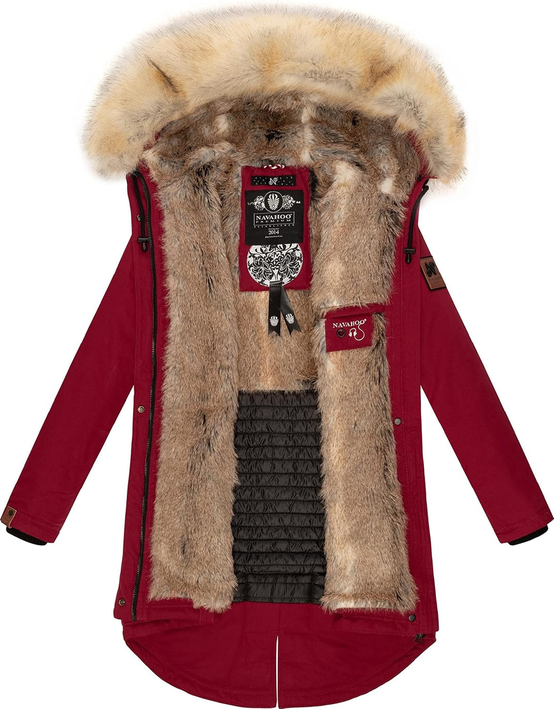 Navahoo Damen Warmer Winterparka mit Kapuze Bombii XS-XXL XS Blood Red, XS Blood Red