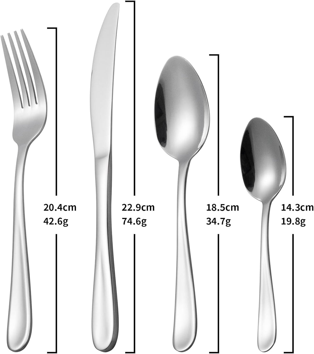 Alata Grand Edelstahl Poliert Besteck Set 8 Personen, Essbesteck 32 teilig, Glänzend, Spülmaschinenf