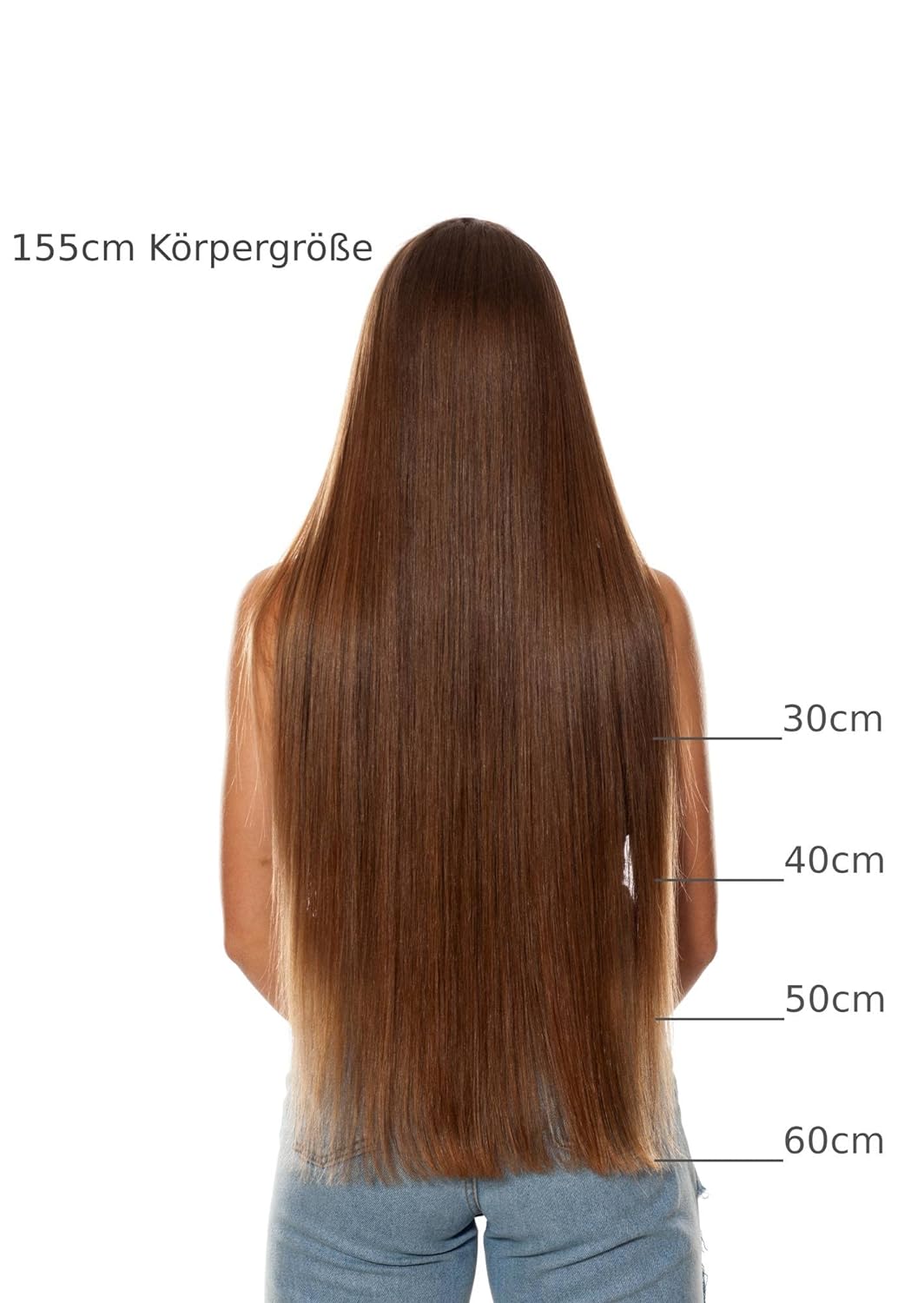 hair2heart Invisible Tape Extensions Echthaar Premium - 10 Tapes 60cm 4/77 mittelbraun braun-intensi