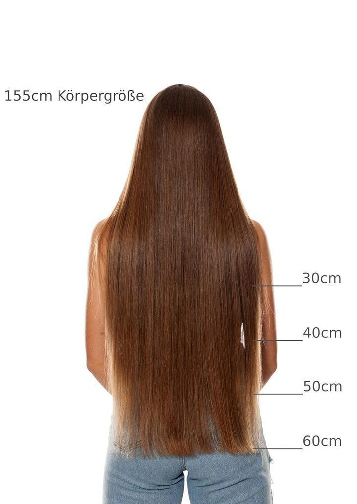 hair2heart Invisible Tape Extensions Echthaar Premium - 10 Tapes 60cm 4/77 mittelbraun braun-intensi