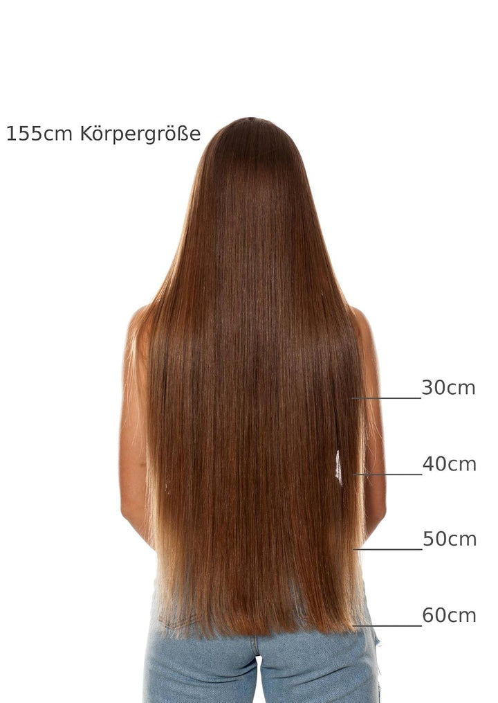 hair2heart Invisible Tape Extensions Echthaar Premium - 10 Tapes 40cm 6/0 dunkelblond