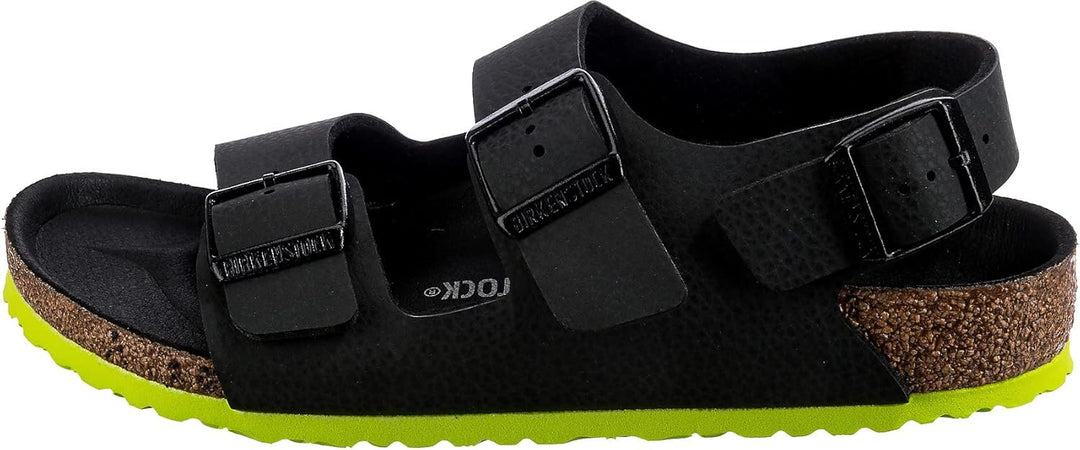 Birkenstock Jungen Milano Kids Desert Soil Black Lime, Birko Flor Sandal 30 EU Schwarz, 30 EU Schwar