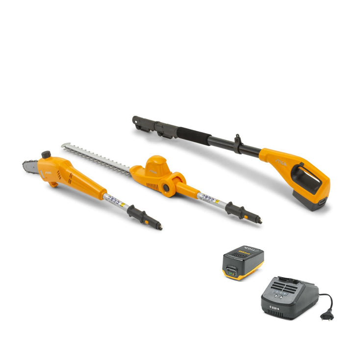 STIGA SMT 100e Kit Akku-Multifunktionswerkzeug, bis zu 70 Minuten Laufzeit, 20V-Akku (4Ah), Yellow/G