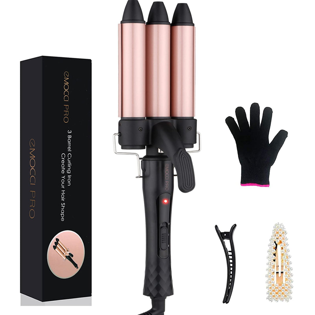 Lockenstab 3 fässer Beach Waves Welleneisen Grosse Locken Mermaid Wellenstab Welleisen mit Klemme Ha