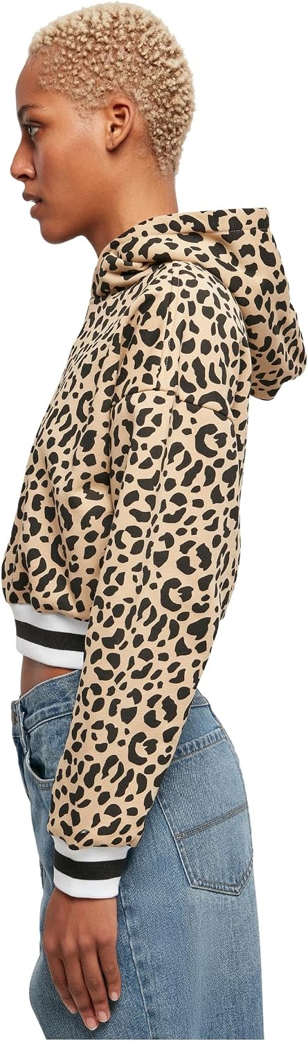 Urban Classics Damen Ladies Short AOP College Hoody 4XL Unionbeigeleo, 4XL Unionbeigeleo