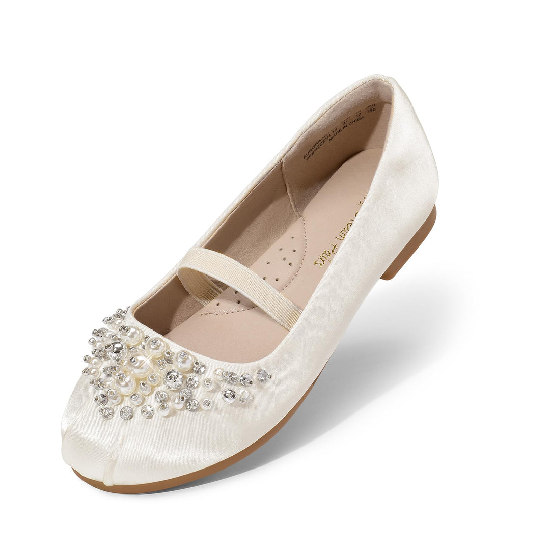 DREAM PAIRS Mädchen Mary Jane Ballerinas Prinzessinnenschuhe für Kinderpartys, Elfenbein
