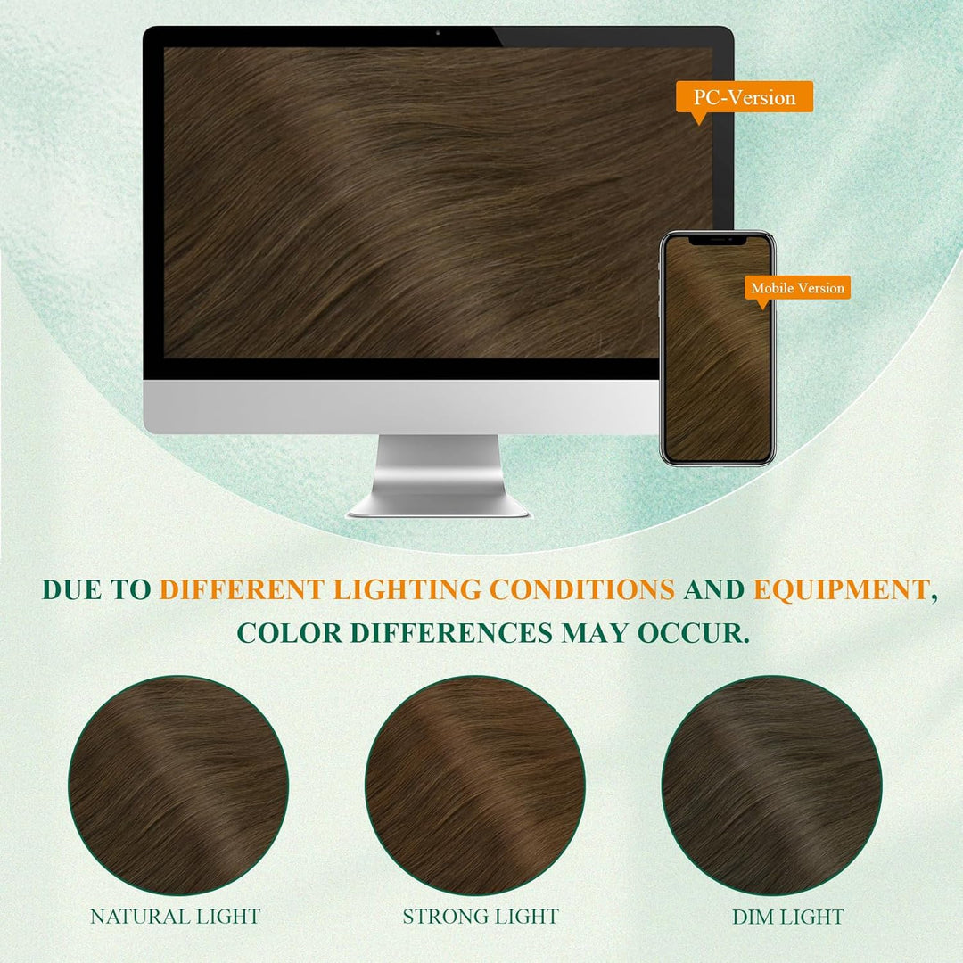 Easyouth Draht Extensions Echthaar Fish Line Draht on Haar 18 Zoll 80g Farbe Mittelbraun Extensions