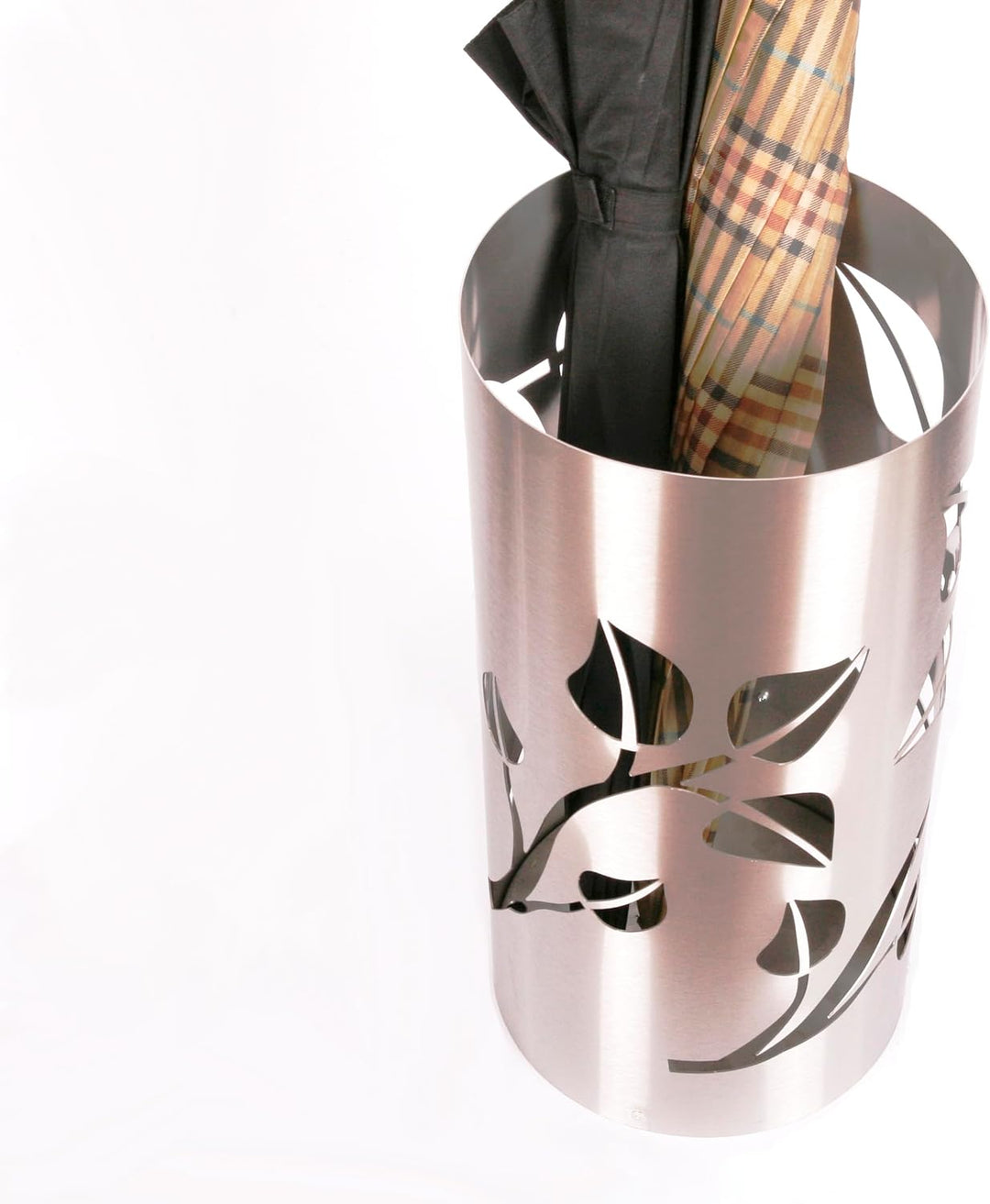 Regenschirmständer Design Leaves, 49 x Ø 22,5 cm, Edelstahl mattiert, Marke: Szagato, Made in German