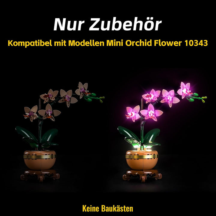 BrickBling Licht-Kit Kompatibel mit Lego 10343 Mini Orchid Botanical Collection Set (Kein Modell), L