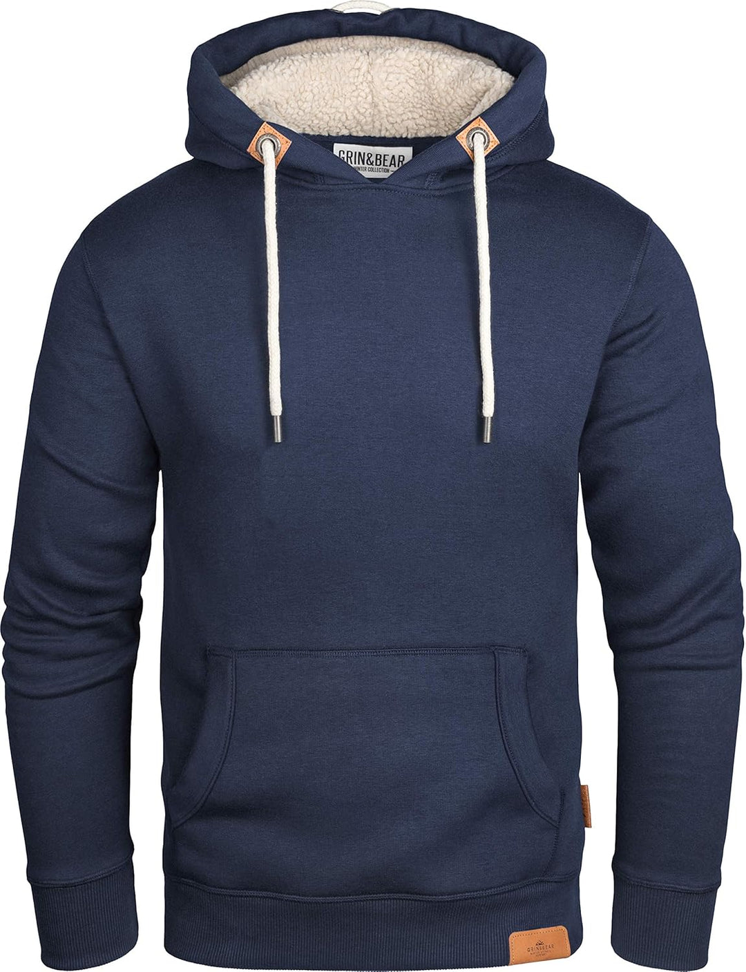 Grin&Bear Herren Kontrast Kapuzenpullover Kapuzenjacke Hoodie mit Teddy Fleece Kapuze GEC473 XL Navy