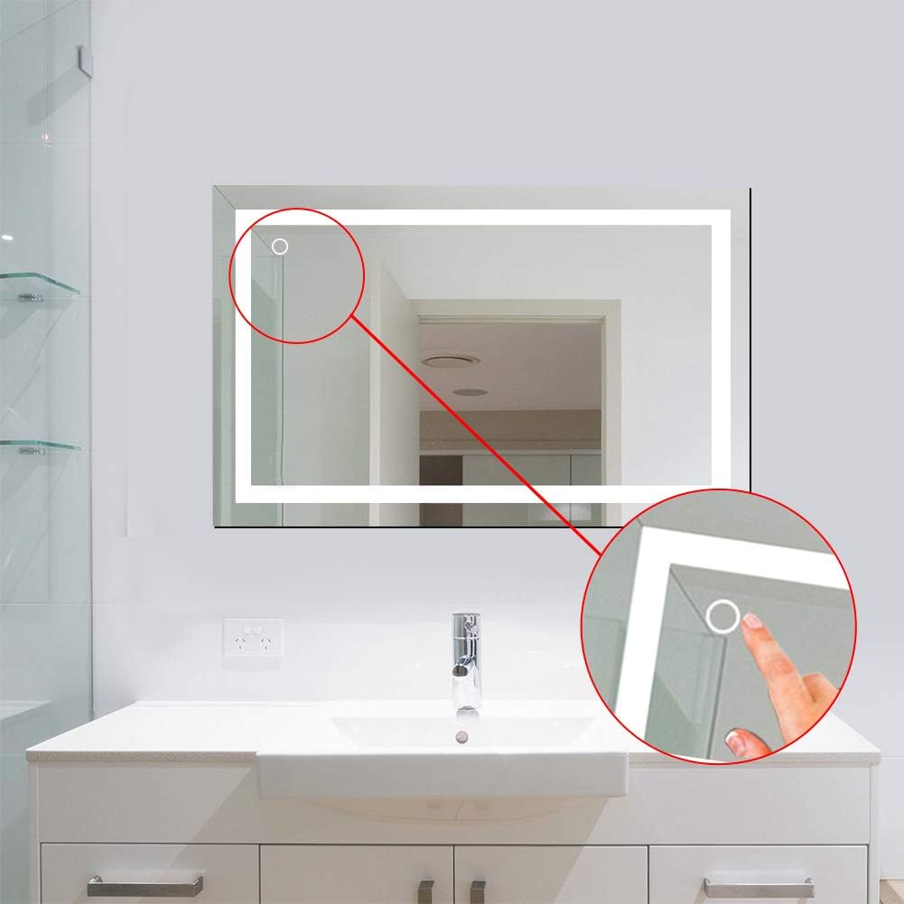 Willonin Badspiegel mit Beleuchtung,Badezimmerspiegel mit Beleuchtung, LED Touch, Energiesparend, wa