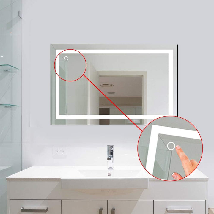 Willonin Badspiegel mit Beleuchtung,Badezimmerspiegel mit Beleuchtung, LED Touch, Energiesparend, wa
