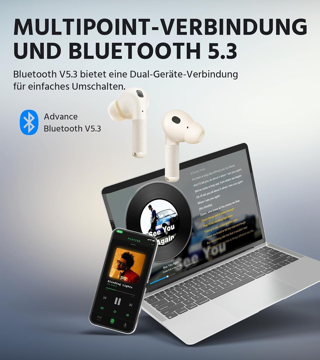 Edifier W260NC -45dB Aktive Noise Cancellation Ohrhörer, Hi-Res Audio Kabellos mit LDAC, AAC, 6 Mikr