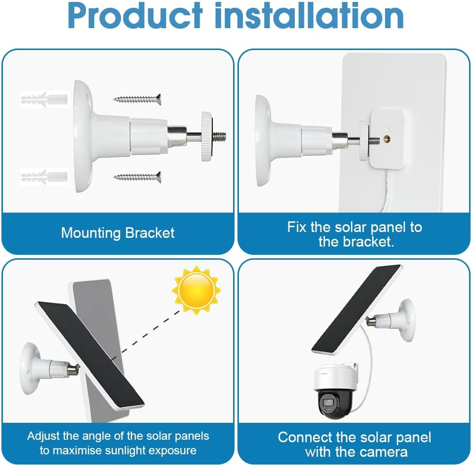 Solarpanel für Eufy Kamera, 3W Solarpanel für Ring Kamera, Solar Ladegerät 6V mit Micro USB &amp; USB-C