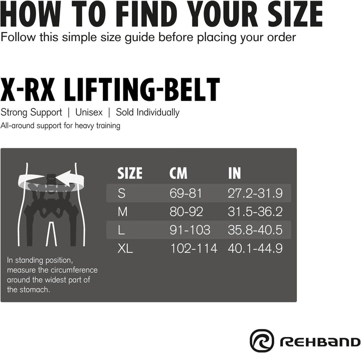 Rehband Gewichthebergürtel Herren &amp; Damen Schwarz, Lifting Belt für Powerlifting, Bodybuilding &amp; Gew