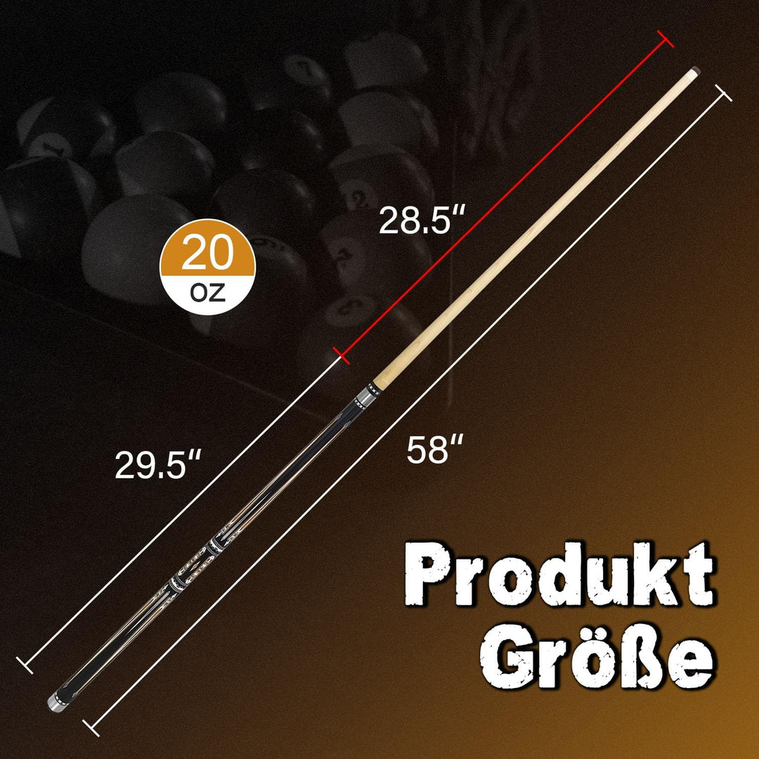 Pool Cue Stick Billard Queue,58“ Pool-Billardqueue BillardStock 12,5 mm Lederspitze Cue Sticks for P