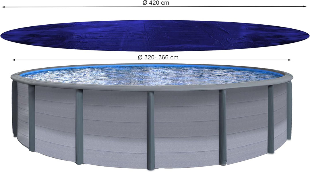 QUICK STAR Poolabdeckung Rund für 320-366 cm Pools | Planenmass Ø 420 cm | Blau | Sommer & Winter Po