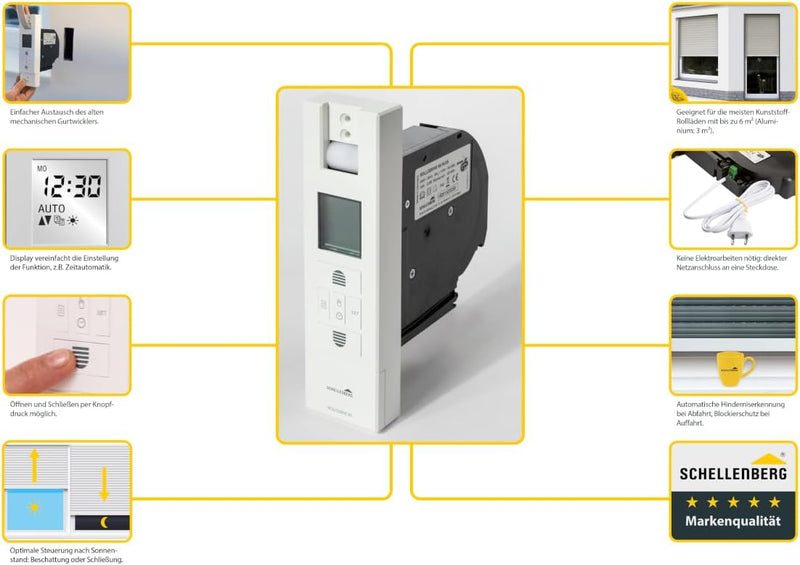 Schellenberg 22766 Elektrischer Gurtwickler RolloDrive 65 Plus Unterputz Rolladenantrieb, bis 6 m² R