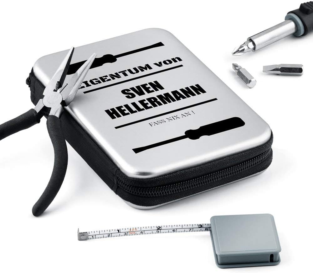 Maverton Werkzeug-Set mit Aufdruck - Werkzeugkoffer Toolbox Werkzeugkasten - personalisiert - Grösse