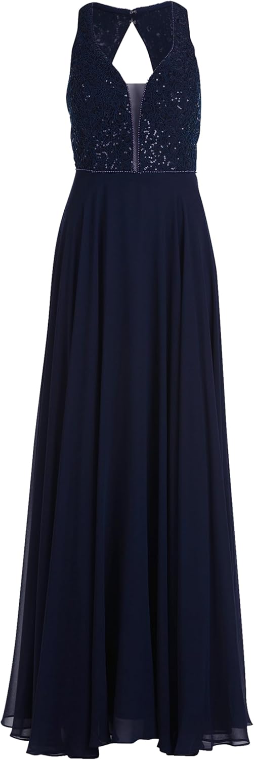 Vera Mont Damen Abendkleid mit Pailletten 34 Blau, 34 Blau