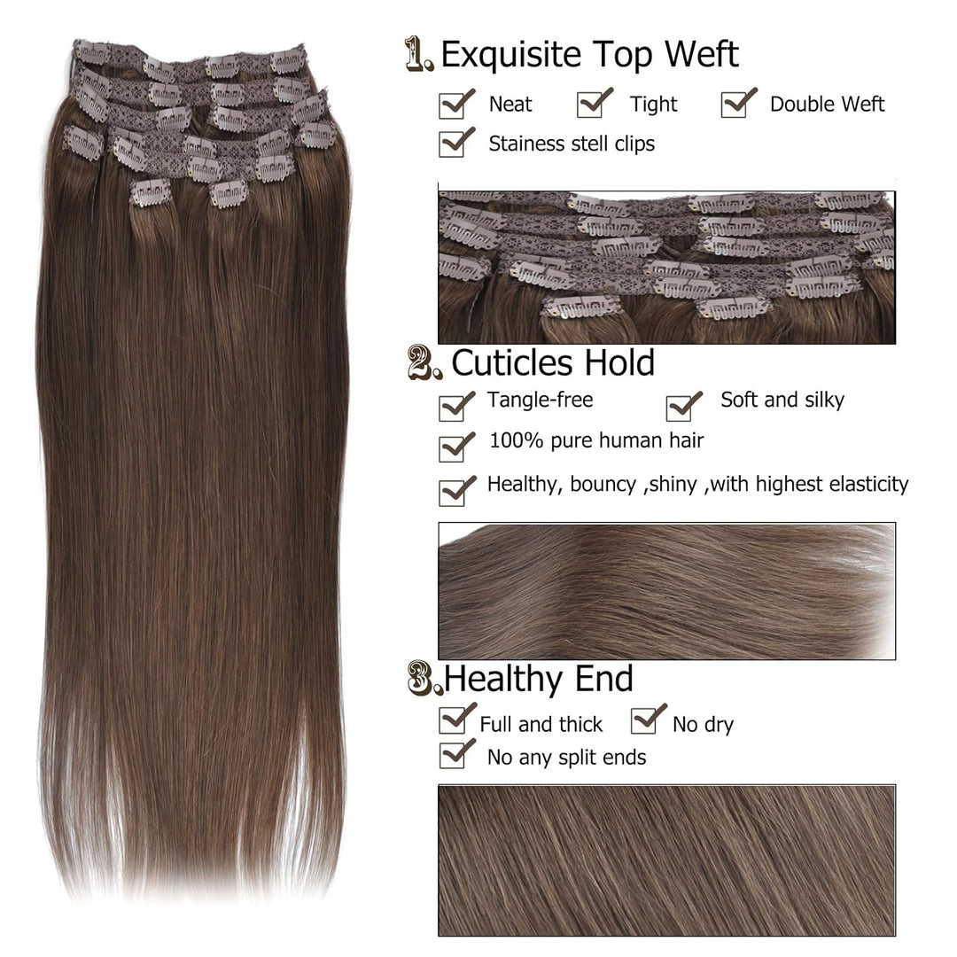 (35cm-55cm) Clip In Extensions Echthaar Set 10pcs 160g 100% Remy Echthaar für Haarverlängerung glatt